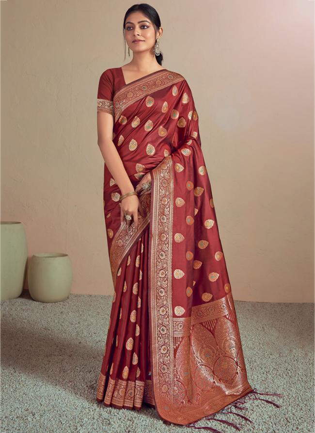 Silk Maroon Traditional Wear Weaving Saree